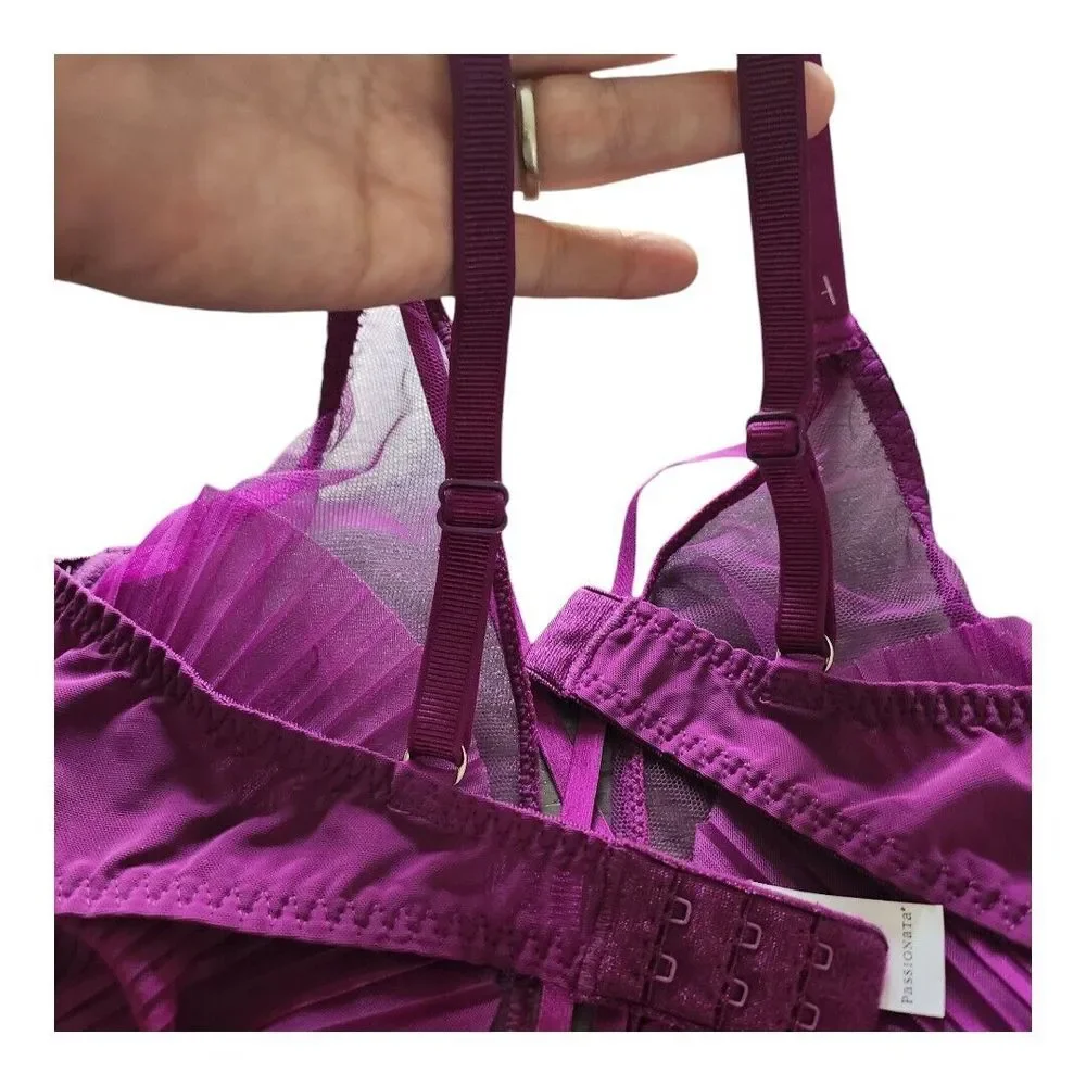 NWT $68 Passionata by Chantelle Charmeuse Underwire Bra Size 36D Sheer‎ Bow Sexy